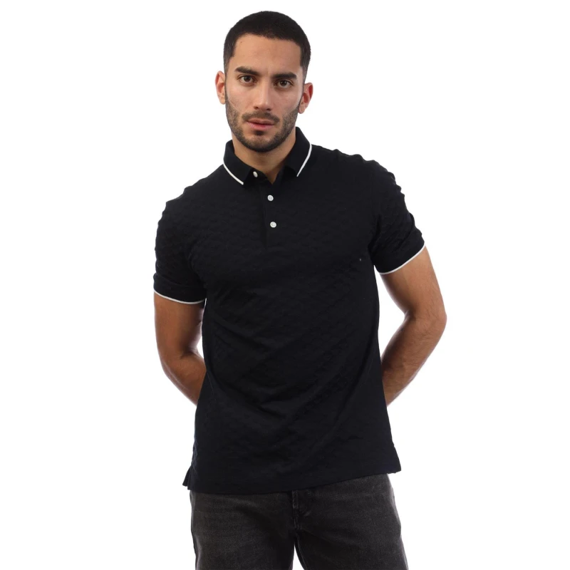 Image of Emporio Armani Allover Jacquard Eagle Polo Shirt Navy male M