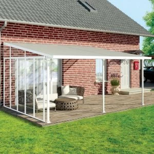 Image of Palram - Canopia 4 Series White Patio Cover Side Wall, (L)3.19M (H)3.05M