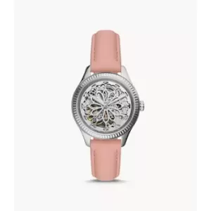 Image of Fossil Womens Rye Automatic Leather Watch - Pink