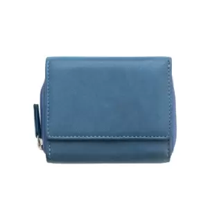 Image of PRIMEHIDE Washed Martina Collection Purse With Popper Fastener - Blue