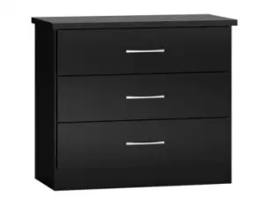 Image of Seconique Nevada Black High Gloss 3 Drawer Chest of Drawers