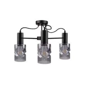 Image of Inger Multi Arm Semi Flush Ceiling Light Black, 60cm, 3x E27