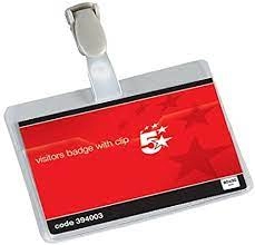Image of 5 Star Office Name Badges Visitors Landscape with Plastic Clip 60x90mm Pack 25