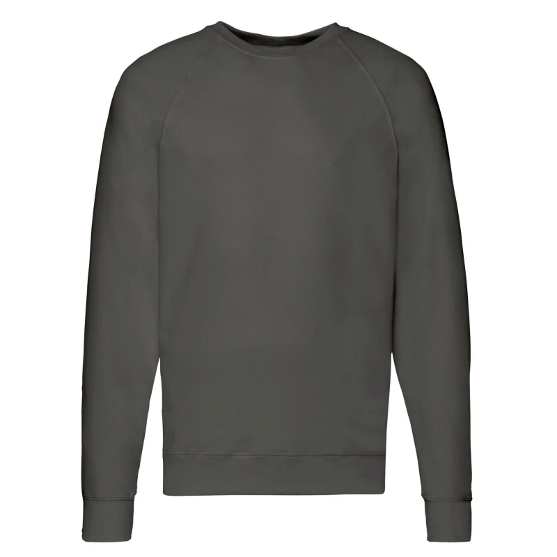 Image of Fruit Of The Loom Fruit of the Loom Men Lightweight Raglan Sweatshirt in Mid Grey Size: Small Mid Grey S Male 5063470706723
