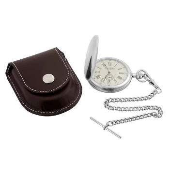 Image of Jean Pierre Hunter Mens Pocket Watch & Brown Leather Pouch