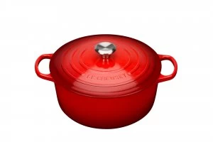 Image of Le Creuset Signature Cast Iron Round Casserole 28cm Cerise