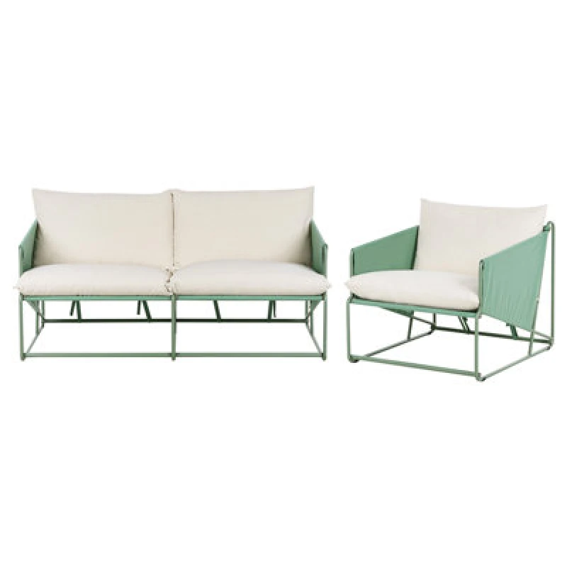 Image of Beliani Garden Sofa Set 3 Seater Ponte Metal Green