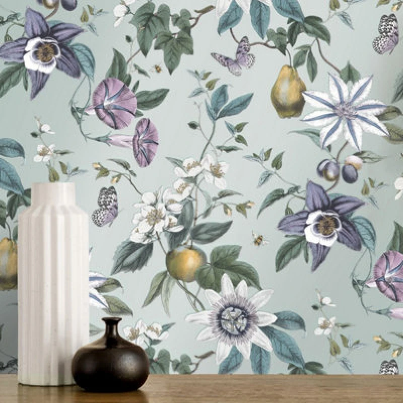 Image of Fine Decor Fine Decor Sierra Green Floral Botanical Wallpaper Feature Statement Wall