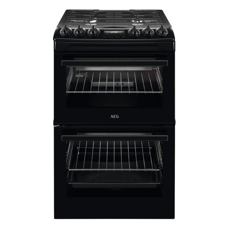 Image of AEG 55cm Double Oven Gas Cooker with Lid - Black 948905187 Black
