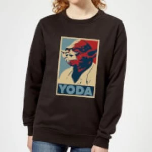Image of Star Wars Yoda Poster Womens Sweatshirt - Black - M
