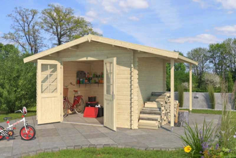 Image of Lasita Maja Lasita Osland Tulsa Log Cabin With Log Store - 4.3M X 2.9M - Apex Roof
