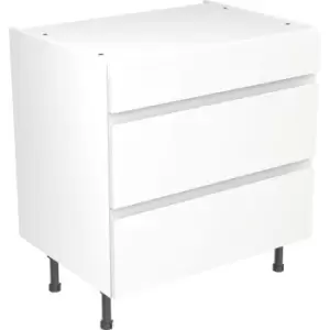 Image of Kitchen Kit Flatpack J-Pull Kitchen Cabinet Base 3 Drawer Unit Ultra Matt 800mm in White MFC