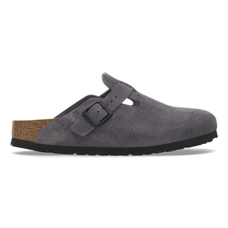 Image of Birkenstock Clogs Birkenstock Boston Suede Leather Gris Unisex 36 Etroit