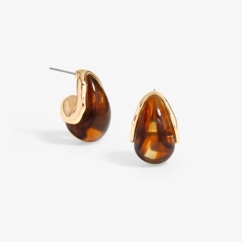 Image of Mood Gold Tort Resin Dome Hoop Earrings Gold