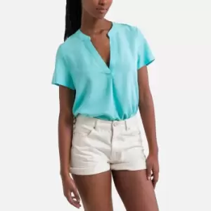 Image of Short Sleeve V-Neck Blouse
