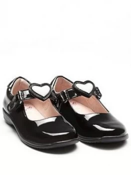 Image of Lelli Kelly Wide Fit Colourissima Heart Dolly School Shoes - Black Patent, Size 2.5 Older