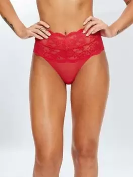 Image of Ann Summers Knickers Sexy Lace Planet High Waisted Brazilian, Bright Red, Size 18, Women