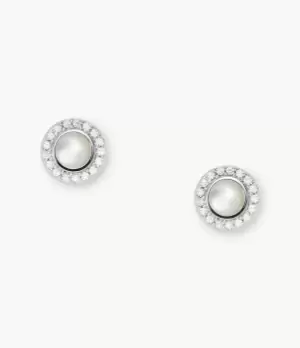 Image of Fossil Women Little Charms Mother-of-Pearl Sterling Silver Stud Earrings