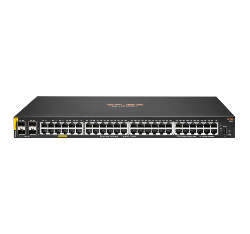 Image of HP Enterprise HPE Aruba Networking CX 6000 48G Class4 PoE 4SFP 370W Managed L3 Gigabit Ethernet (10/100/1000) Power over Ethernet (PoE) 1