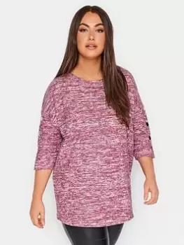 Image of Yours Yours Soft Touch Snap Button Sleeve Jump, Red, Size 22-24, Women