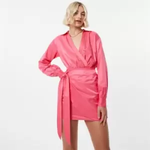 Image of Jack Wills Draped Shirt Dress - Pink