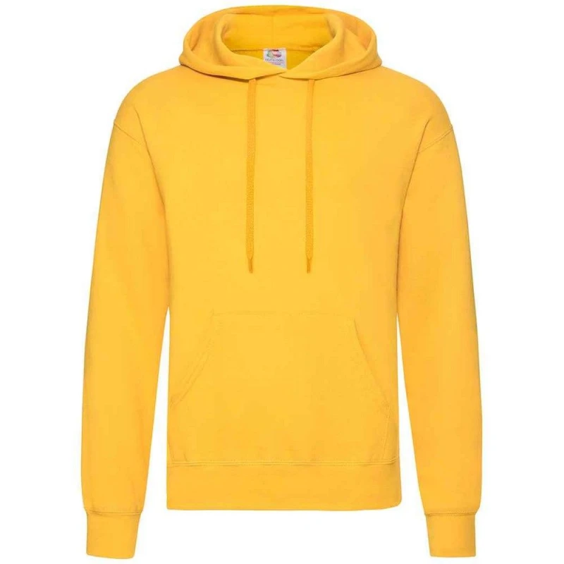 Image of Fruit of the Loom Mens Classic Hooded Sweatshirt in Yellow Size: Small Yellow Male S