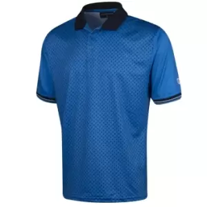 Image of Island Green Diamond Print Polo - Mid Blue - L