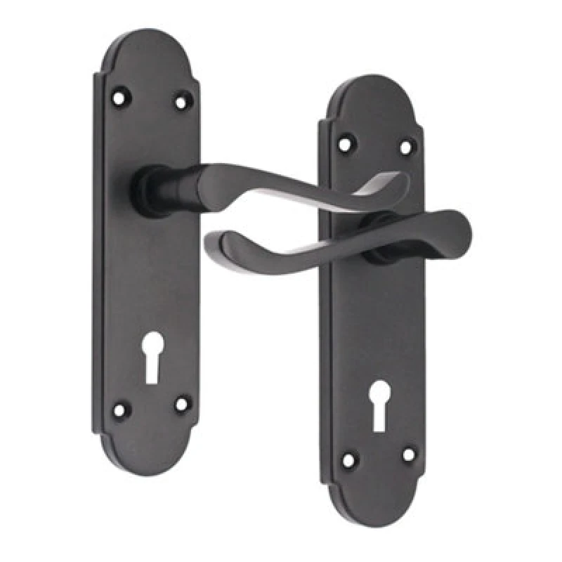 Image of Spira Brass Oakley Lock Lever Handle Matt Black