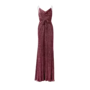 Image of Adrianna Papell Metallic Crinkle Gown - Red