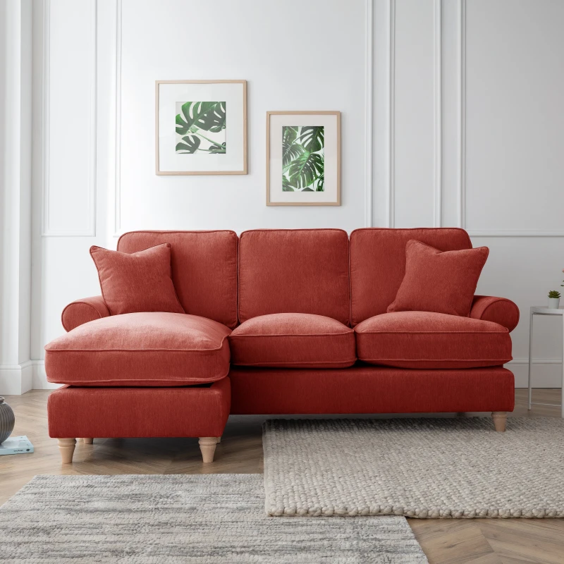 Image of The Great Sofa Company Ezra Left Hand Chaise Sofa Manhattan Apricot in Terracotta Terracotta Unisex