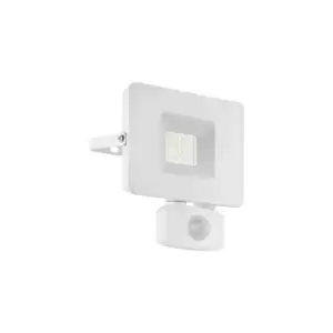 Image of IP44 Outdoor Flood Light & PIR Sensor White Aluminium 20W Built in LED