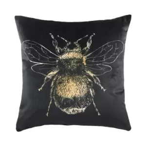 Image of Evans Lichfield Bee Cushion Cover (43cm x 43cm) (Black)