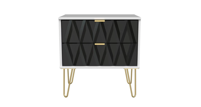 Image of Dallas 2 Drawer Side Table In Deep Black & White (Ready Assembled)