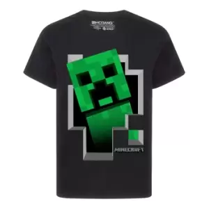 Image of Minecraft Boys Creeper Inside T-Shirt (7-8 Years) (Black)