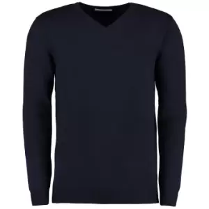 Image of Kustom Kit Mens Arundel Long Sleeve V-Neck Sweater (M) (Navy Blue)