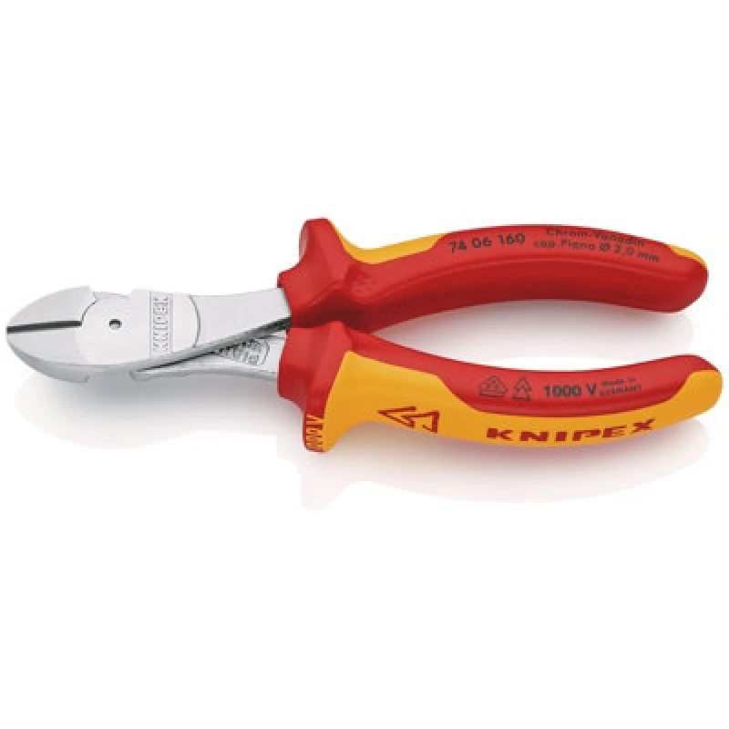Image of Knipex 74 06 160 Sb Vde Insulated High Leverage Diagonal Cutter, 160mm 82412