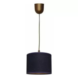 Image of Netlighting Abba Cylindrical Pendant Ceiling Light Dark Blue, Gold 20cm
