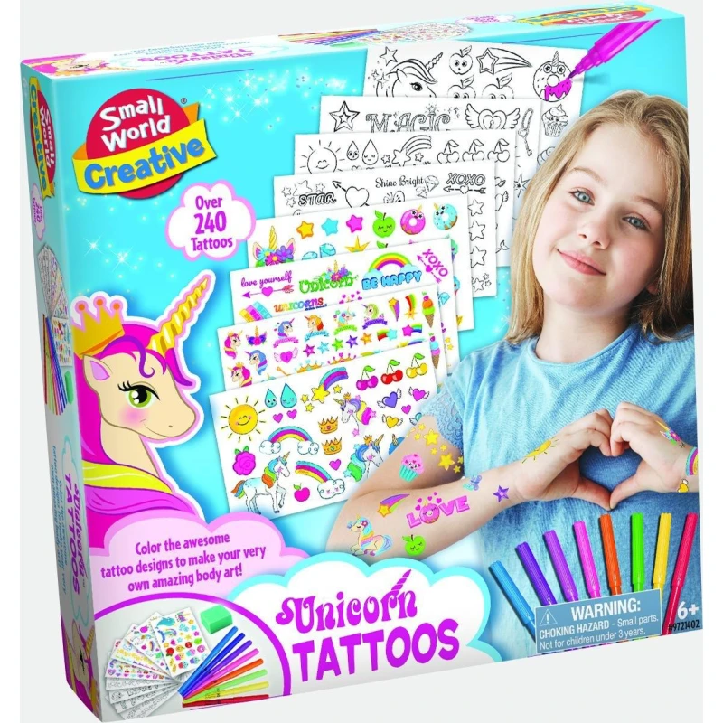 Image of Small World Toys Unicorn Tattoos Multi unisex One Size