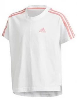 Image of Adidas Girls Junior G 3-Stripes T-Shirt - White