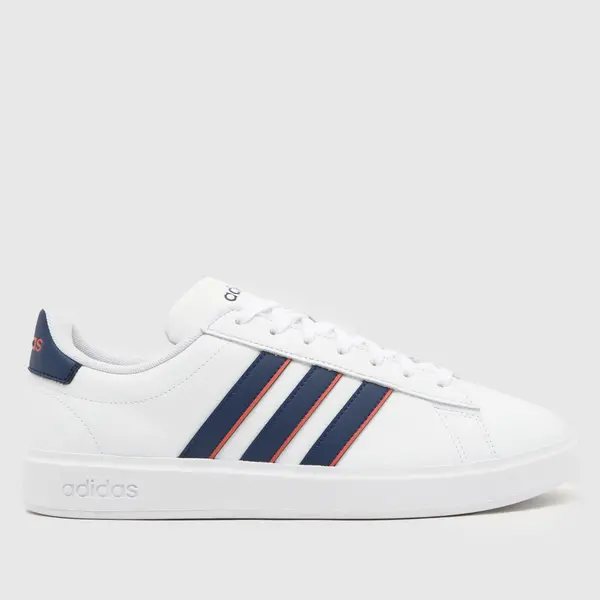 Image of adidas grand court 2.0 trainers in white & navy