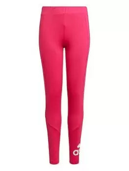 Image of adidas Designed 2 Move Kids Girls Big Logo Leggings - Dark Pink Size 13-14 Years