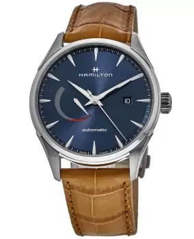 Image of Hamilton Jazzmaster Power Reserve Auto Blue Dial Brown Leather Strap Mens Watch H32635541 H32635541