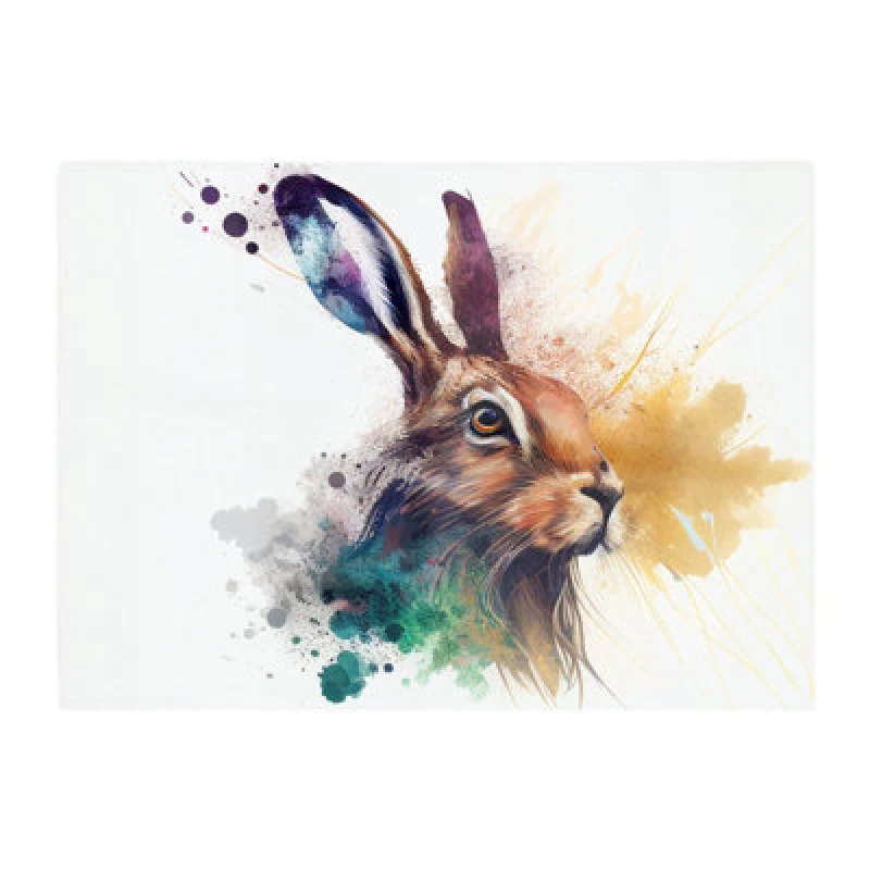 Image of Warren Reed Designer Hare Close Up Splashart Glass Chopping Board