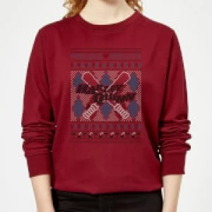 Image of Harley Quinn Womens Christmas Sweatshirt - Burgundy - M