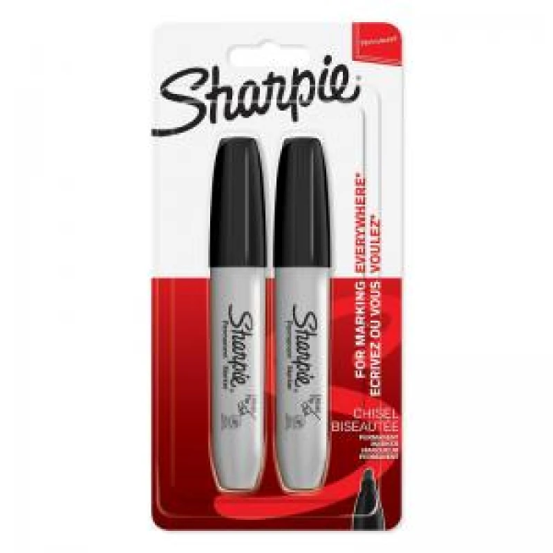 Image of Sharpie Sharpie Permanent Marker Chisel Tip Black (Pack 2) - 1986195 1986195