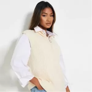 Image of I Saw It First Half Zip Knitted Sweater Vest - Cream