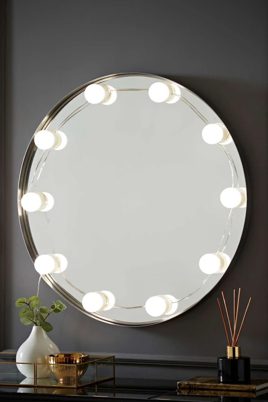 Image of ValueLights LED Hollywood Bulb Strip Lights Stick On Vanity Make Up Above Mirror Lighting White