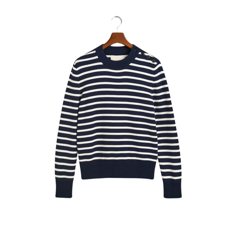 Image of Gant Shiny striped round-neck sweater Gant Breton Bleu Unisex L