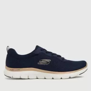 Image of SKECHERS Navy & Gold Flex Appeal 4.0 Trainers