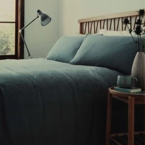 Image of Linea Linea Flannel Fitted Sheet - Blue